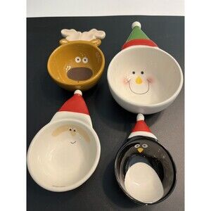 Christmas Whimsey Ceramic Measuring Cups Snowman Santa Penguin Reindeer